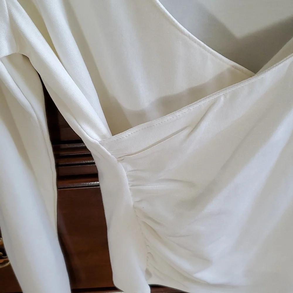 Nwt Gap Stretch Wrap White V-Neck Long Sleeve Top - Picture 4 of 5